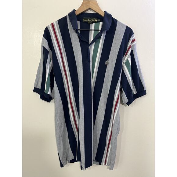 Vtg 90s Preppy Old Money Rugby Equestrian Striped Polo XL Y2K Classic Hip Hop - Picture 1 of 12